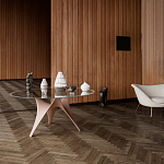 Дизайнерский круглый обеденный стол стеклянный с фигурным подстольем из цемента ARC Dining Table варинант исполнения - 2 | Loft Concept в Липецке