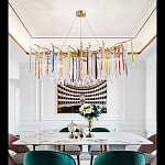 Люстра на подвесе с каркасом из металла и цветными подвесками из стекла Droplet Chandelier варинант исполнения - 4 | Loft Concept в Липецке