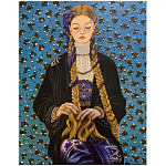 Панно ручная вышивка бисером Портрет девушки в голубых тонах варинант исполнения - 1 | Loft Concept в Липецке