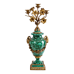 Подсвечник из фарфора с бронзовыми цветочными элементами Malachite Candlestick варинант исполнения - 1 | Loft Concept в Липецке