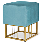Пуф квадратный голубой велюр на золотом металлическом основании Celeste Blue варинант исполнения - 1 | Loft Concept в Липецке