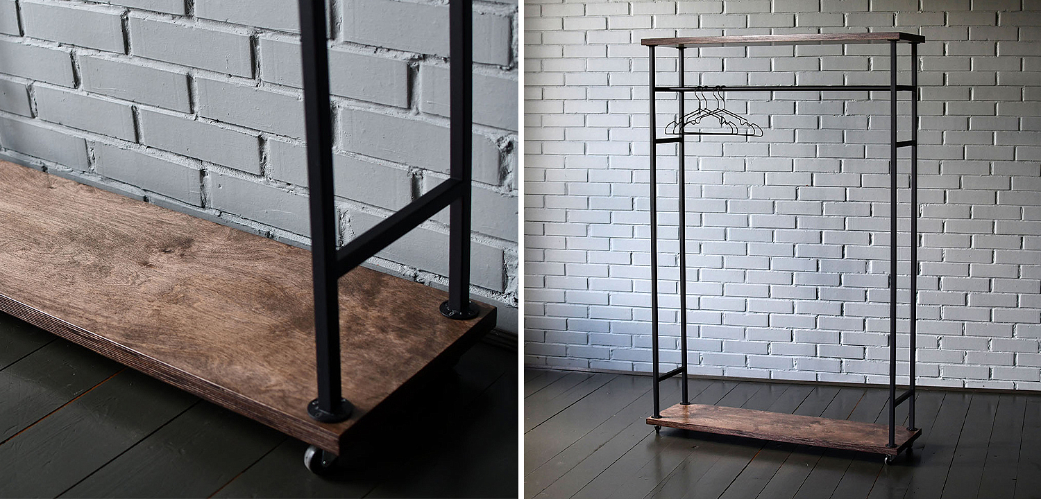 Рейл Lowery Brown Industrial Metal Rust Clothes Rail Рейл Lowery Brown Industrial Metal Rust Clothes Rail - Loft-Concept в Липецке