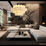 Люстра четырехъярусная с подвесками в форме дисков Cryptocrystalline Stone варинант исполнения - 5 | Loft Concept в Липецке