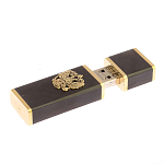 Флешка на 16 гб с декоративной металлической вставкой Герба РФ из натурального камня Обсидиан Черный Stone Flash Drive варинант исполнения - 3 | Loft Concept в Липецке