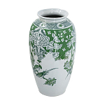 Ваза высокая с зелеными цветочными и птичьими мотивами Vase Inspired by Nature варинант исполнения - 2 | Loft Concept в Липецке