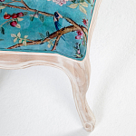Банкетка из массива бука с цветочным принтом Turquoise Beige Chinoiserie Garden Banquette варинант исполнения - 3 | Loft Concept в Липецке