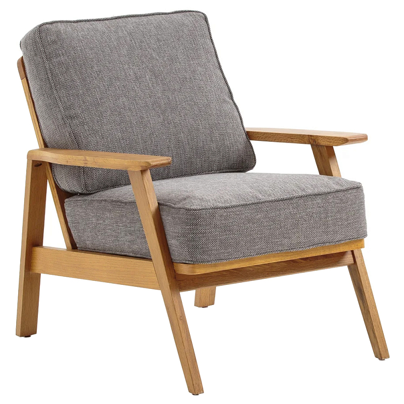 Кресло с каркасом из массива дуба Deniaud Oak Grey Armchair Светлый дуб Серый Кресло с каркасом из массива дуба Deniaud Oak Grey Armchair Светлый дуб Серый в Липецке | Loft Concept