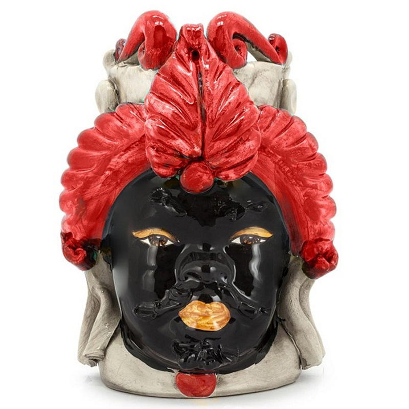 Ваза Vase Moro Man Small Red Черный Красный Бежевый Ваза Vase Moro Man Small Red Черный Красный Бежевый в Липецке | Loft Concept
