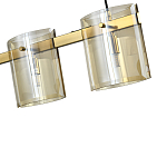 Подвесной светильник светодиодный с 5-ю цилиндрическими плафонами коньячного цвета из стекла и стали Andrea Сhandelier Сognac варинант исполнения - 1 | Loft Concept в Липецке