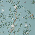 Обои ручная роспись Gustavian Garden Special Colourway on Duck Egg dyed silk варинант исполнения - 2 | Loft Concept в Липецке