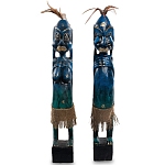 Комплект из 2-х деревянных статуэток Asmat Statuettes Dark Blue варинант исполнения - 4 | Loft Concept в Липецке