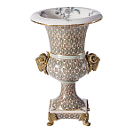 Ваза с овнами из фарфора с бронзовыми элементами Bronze Aries варинант исполнения - 1 | Loft Concept в Липецке