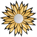 Зеркало-солнце в раме золотого и черного цвета Rays of Peace варинант исполнения - 1 | Loft Concept в Липецке