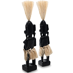 Комплект из 2-х деревянных статуэток Asmat Straw Headdress Statuettes Black варинант исполнения - 2 | Loft Concept в Липецке