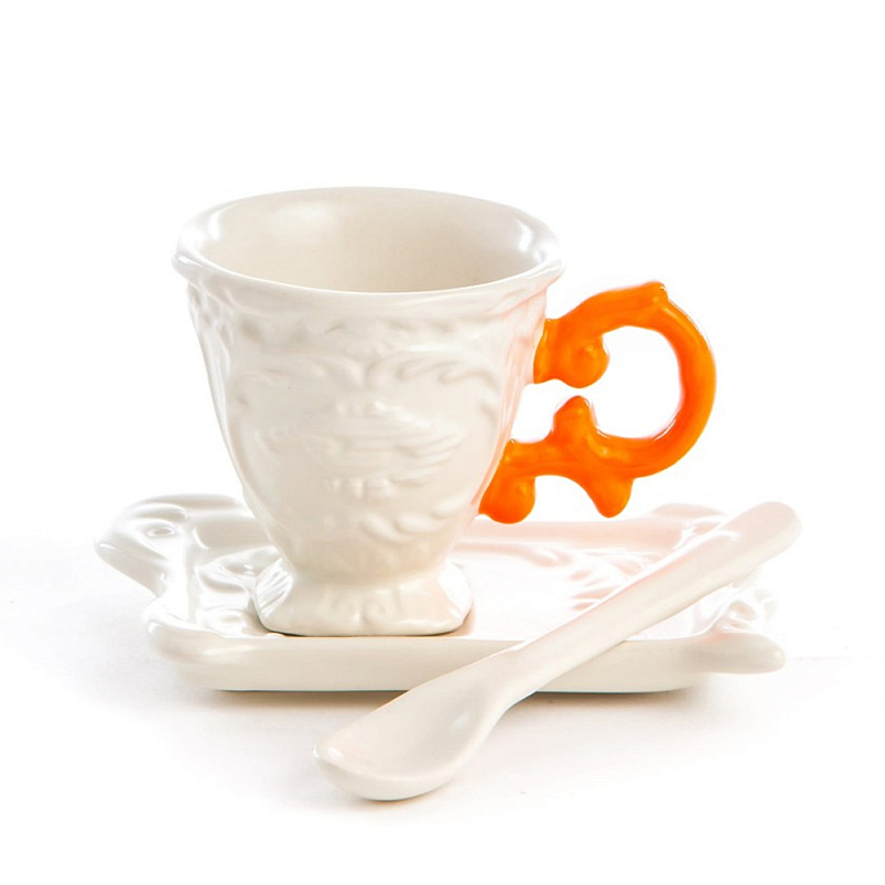 Кофейная пара Seletti I-Coffee Orange Белый Оранжевый Кофейная пара Seletti I-Coffee Orange Белый Оранжевый в Липецке | Loft Concept