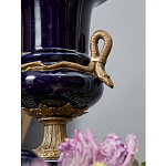 Ваза темно-синего цвета из фарфора с бронзовыми ручками в виде змей Высота 39 см Eden Garden porcelain and bronze варинант исполнения - 2 | Loft Concept в Липецке