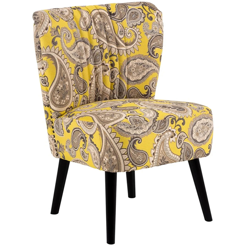 Кресло Harper Paisley Armchair Yellow Желтый Бежевый Черный Кресло Harper Paisley Armchair Yellow Желтый Бежевый Черный в Липецке | Loft Concept