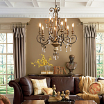 Люстра с подвесками из прозрачного стекла на кованом каркасе бронзового цвета в классическом стиле Quoizel варинант исполнения - 2 | Loft Concept в Липецке