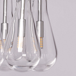 Люстра с 9-ю прозрачными плафонами из стекла в форме капли на прямоугольном потолочном основании цвета хром Lucid Rain  варинант исполнения - 8 | Loft Concept в Липецке