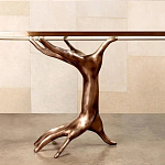 Обеденный стол с фигурным декором бронзового цвета Dichotomy racetrack варинант исполнения - 2 | Loft Concept в Липецке