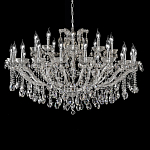 Люстра подвесная двухъярусная с 30-ю лампочками и прозрачными хрустальными подвесками на хромированном основании Crystal lamps варинант исполнения - 1 | Loft Concept в Липецке