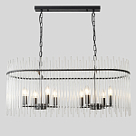 Люстра подвесная овальная со стеклянными прозрачными трубками и металлическим каркасом черного цвета Nembus варинант исполнения - 1 | Loft Concept в Липецке