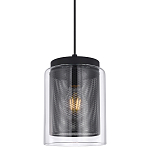 Подвесной светильник с сетчатым металлическим плафоном цилиндрической формы черный Metal Mesh варинант исполнения - 1 | Loft Concept в Липецке