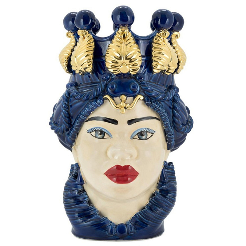 Ваза Vase Moro Lady Ltd Blue Бежевый Синий Золотой Ваза Vase Moro Lady Ltd Blue Бежевый Синий Золотой в Липецке | Loft Concept