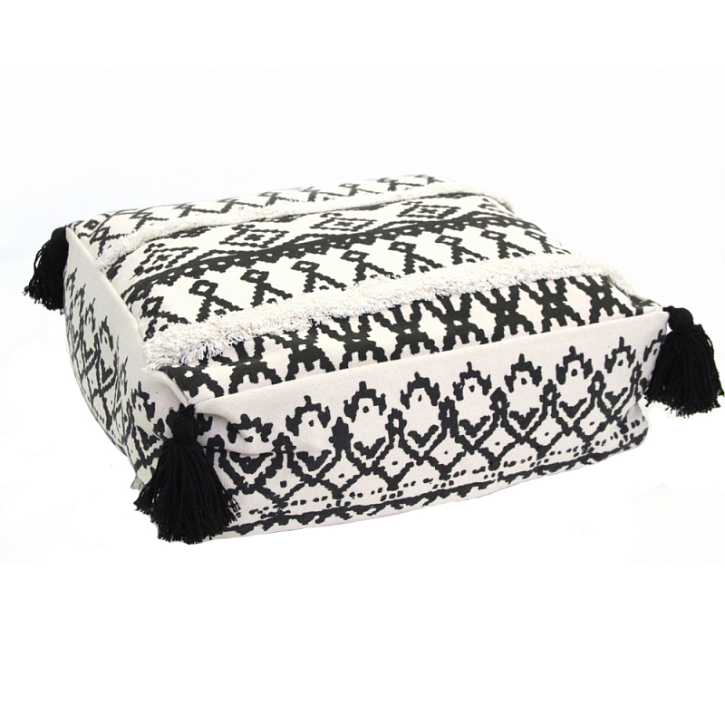 Пуф Black and White Fringe Черный Белый Пуф Black and White Fringe Черный Белый в Липецке | Loft Concept