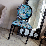 Стул из массива бука бирюзовый с изображением птиц в саду Turquoise Chinoiserie Bird Chair варинант исполнения - 5 | Loft Concept в Липецке