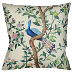 Подушка декоративная с изображением птицы в саду Beige Chinoiserie Blue Bird in the Garden Cushion варинант исполнения - 1 | Loft Concept в Липецке