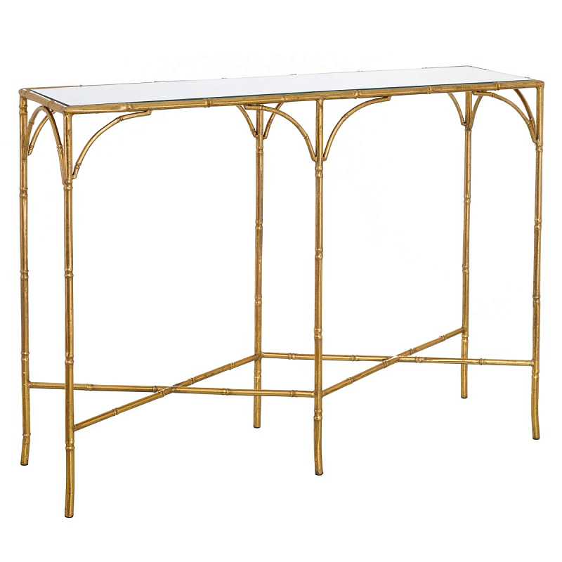 Консоль Metal Bamboo Console Золотой Прозрачное Стекло Консоль Metal Bamboo Console Золотой Прозрачное Стекло в Липецке | Loft Concept