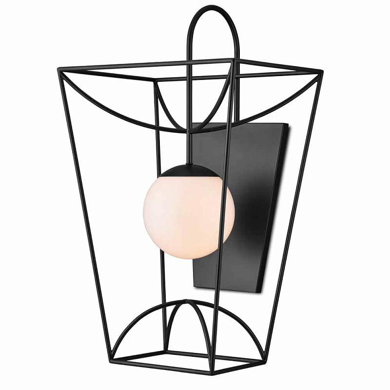 Бра настенное в виде фонаря Black Street Lamp Черный Белый Бра настенное в виде фонаря Black Street Lamp Черный Белый в Липецке | Loft Concept