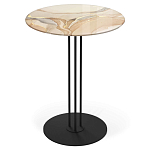 Стол журнальный круглый с бежевой столешницей из стекла Beige Marble варинант исполнения - 1 | Loft Concept в Липецке