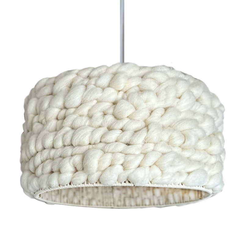 Вязаный шерстяной светильник Knitted wool lamp Cylinder Молочный Вязаный шерстяной светильник Knitted wool lamp Cylinder Молочный в Липецке | Loft Concept