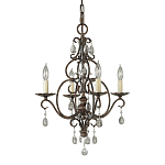 Люстра бронзового цвета с 4-мя лампами и подвесками из оптического стекла в классическом стиле Feiss варинант исполнения - 1 | Loft Concept в Липецке