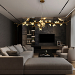 Люстра в виде золотой ветки с цветами и птичками Marvelous Garden варинант исполнения - 1 | Loft Concept в Липецке