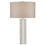 Настольная лампа мраморная с тканевым цилиндрическим абажуром Sharpened варинант исполнения - 3 | Loft Concept в Липецке