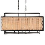 Люстра прямоугольной формы с чёрным каркасом и вставкой из плетеного материала Cage for Light варинант исполнения - 1 | Loft Concept в Липецке