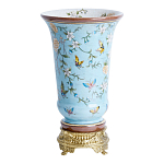 Ваза из голубого фарфора с бронзовыми элементами Blue Garden варинант исполнения - 2 | Loft Concept в Липецке