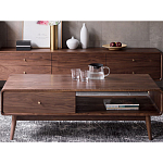 Кофейный стол из дерева с ящиком и нишей для хранения Coffee Walnut Table варинант исполнения - 1 | Loft Concept в Липецке