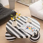 Дизайнерский журнальный стол круглый в чёрно-белую полоску Mypel варинант исполнения - 1 | Loft Concept в Липецке