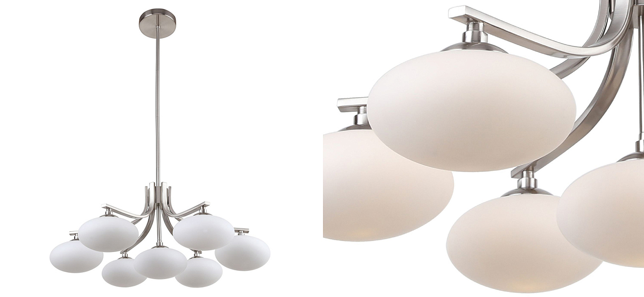 Люстра с овальными белыми плафонами Mushrooms Lamp Люстра с овальными белыми плафонами Mushrooms Lamp - Loft-Concept в Липецке