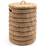 Плетеная корзина с крышкой из плетеного бананового дерева Zuwena Wicker Basket варинант исполнения - 1 | Loft Concept в Липецке