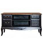 ТВ-тумба черная из массива березы с 4-мя ящиками и 2-мя полками в стиле прованс Vintage  варинант исполнения - 1 | Loft Concept в Липецке