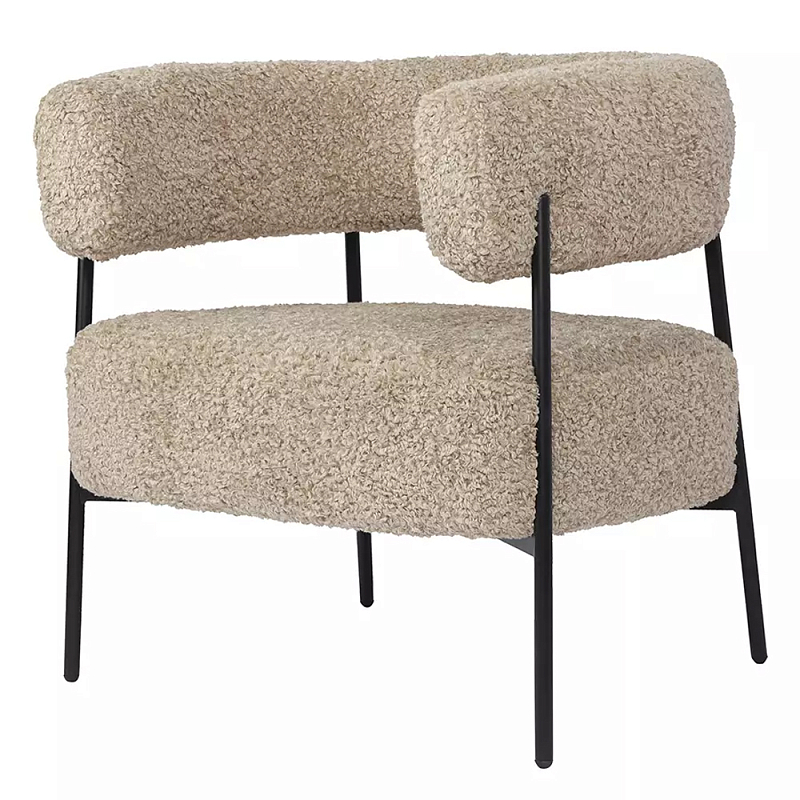 Кресло полукруглое мягкое с буклированной обивкой Armchair with Boucle Upholstery Бежевый Кресло полукруглое мягкое с буклированной обивкой Armchair with Boucle Upholstery Бежевый в Липецке | Loft Concept