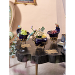 Чаша темно-синего цвета из фарфора с разноцветной птичкой Eden Garden porcelain and bronze варинант исполнения - 7 | Loft Concept в Липецке