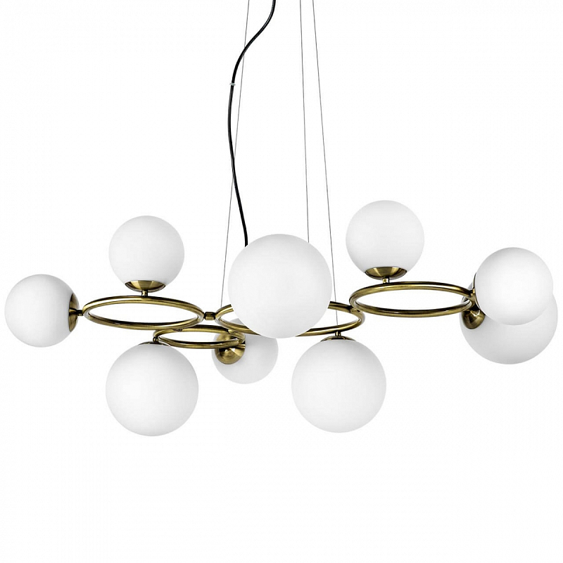 Люстра Bubbles on 4 Rings Chandelier Белый Латунь Люстра Bubbles on 4 Rings Chandelier Белый Латунь в Липецке | Loft Concept