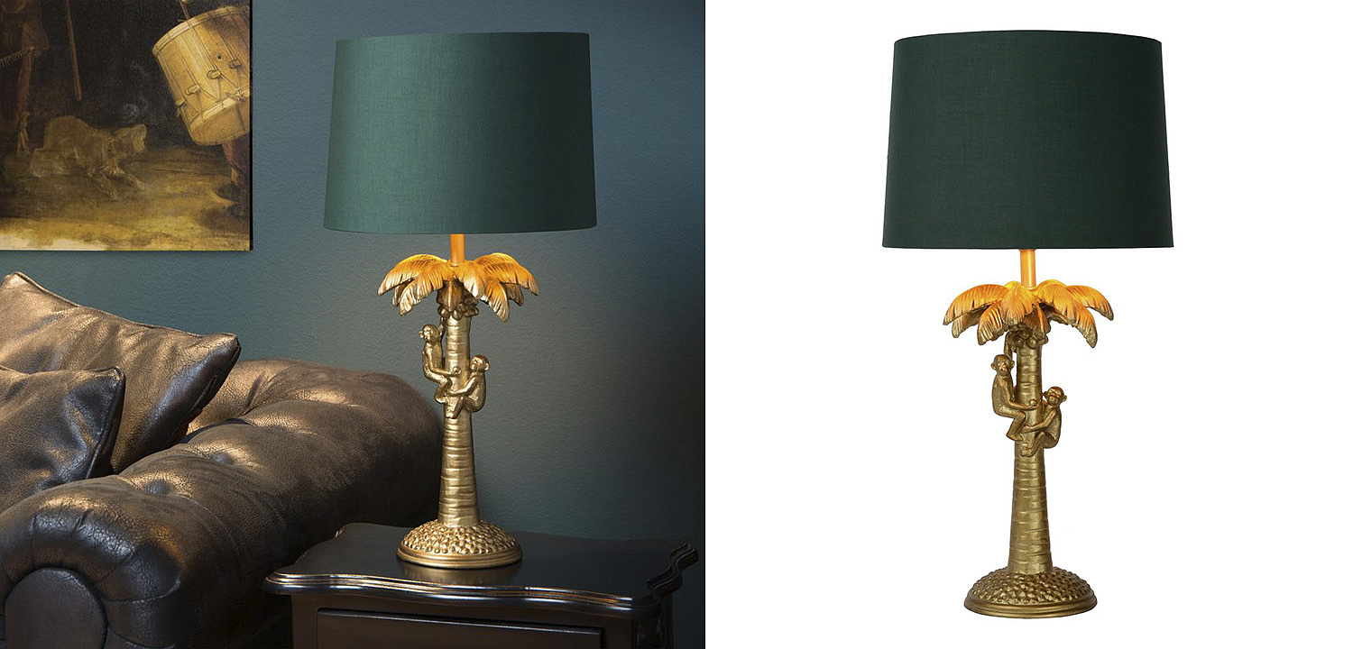 Настольная лампа Пальма Monkeys on a palm table lamp green Настольная лампа Пальма Monkeys on a palm table lamp green - Loft-Concept в Липецке