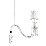Подвесной светильник с белым текстильным абажуром и изогнутым хрустальным основанием с подвесками Lustre Reverie варинант исполнения - 1 | Loft Concept в Липецке